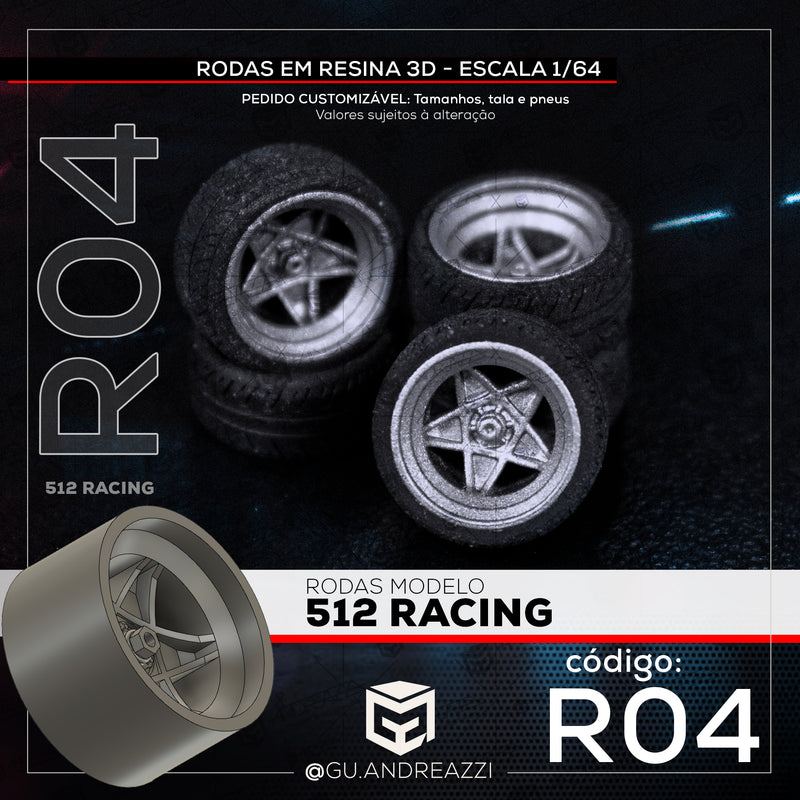 R04 - 512 Racing - Rodas 3D  para 1/64