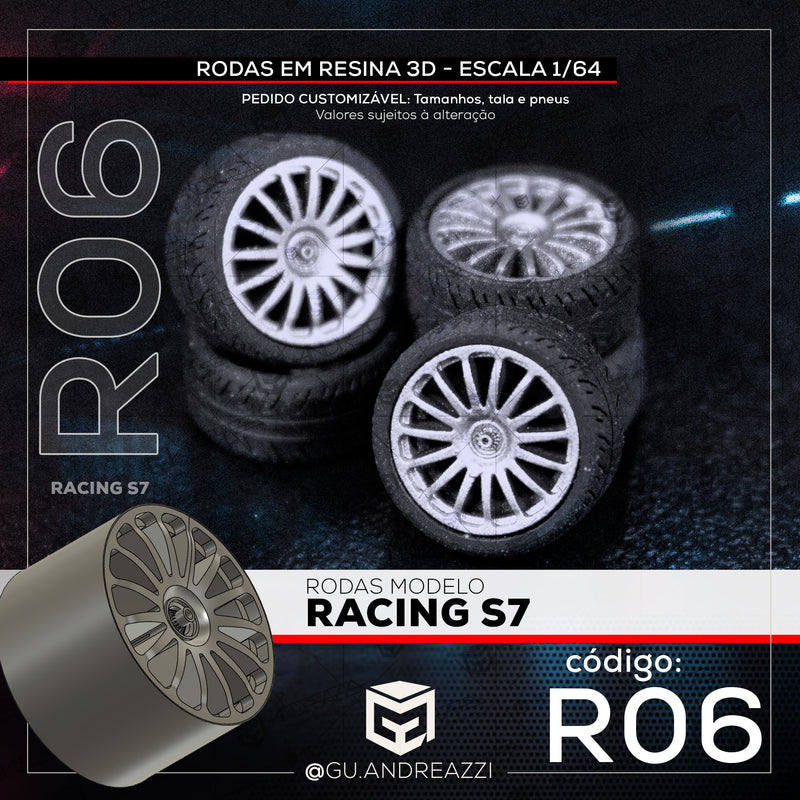 R06 - Racing S7 - Rodas 3D  para 1/64