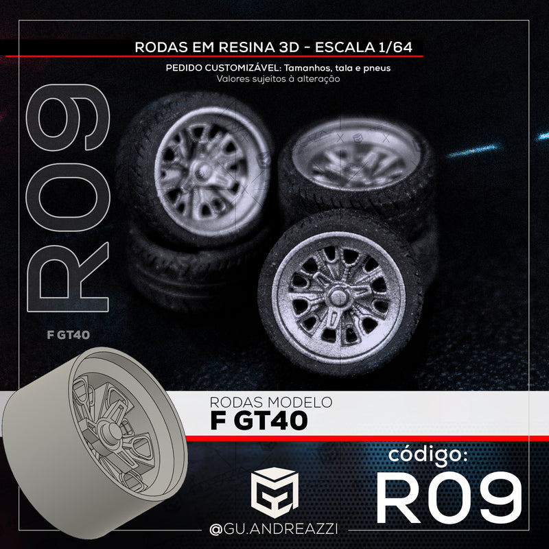 R09 - F GT40 - Rodas 3D  para 1/64