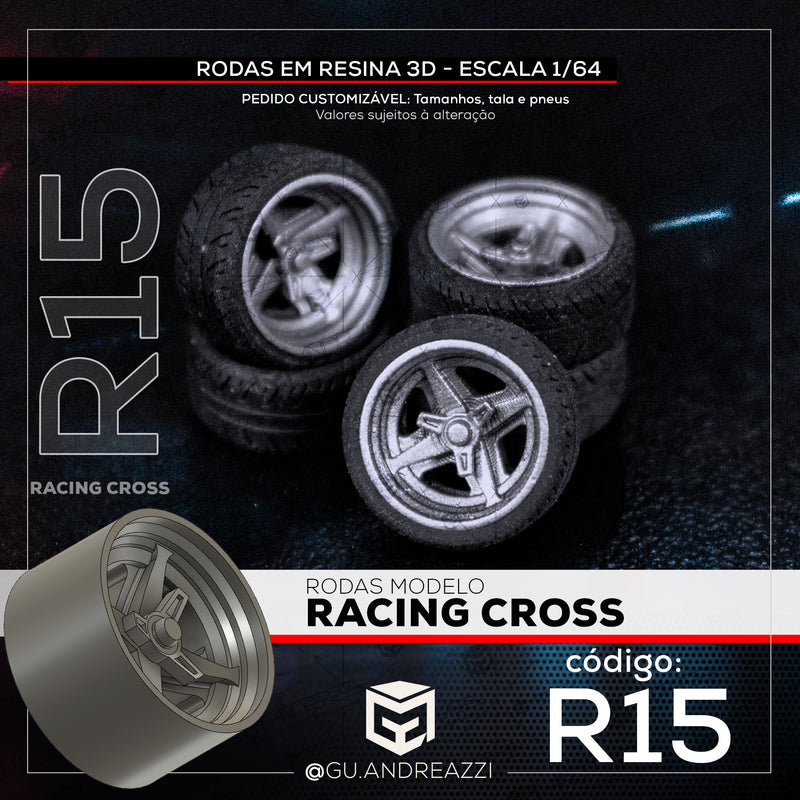 R15 - Racing Cross - Rodas 3D  para 1/64