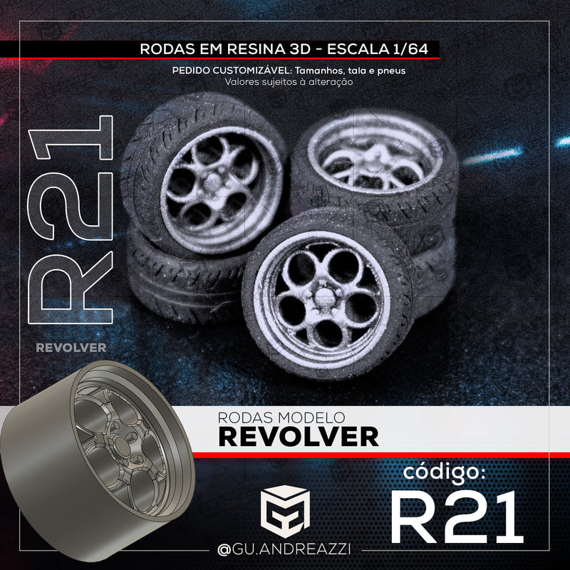 R21 - Revolver - Rodas 3D  para 1/64