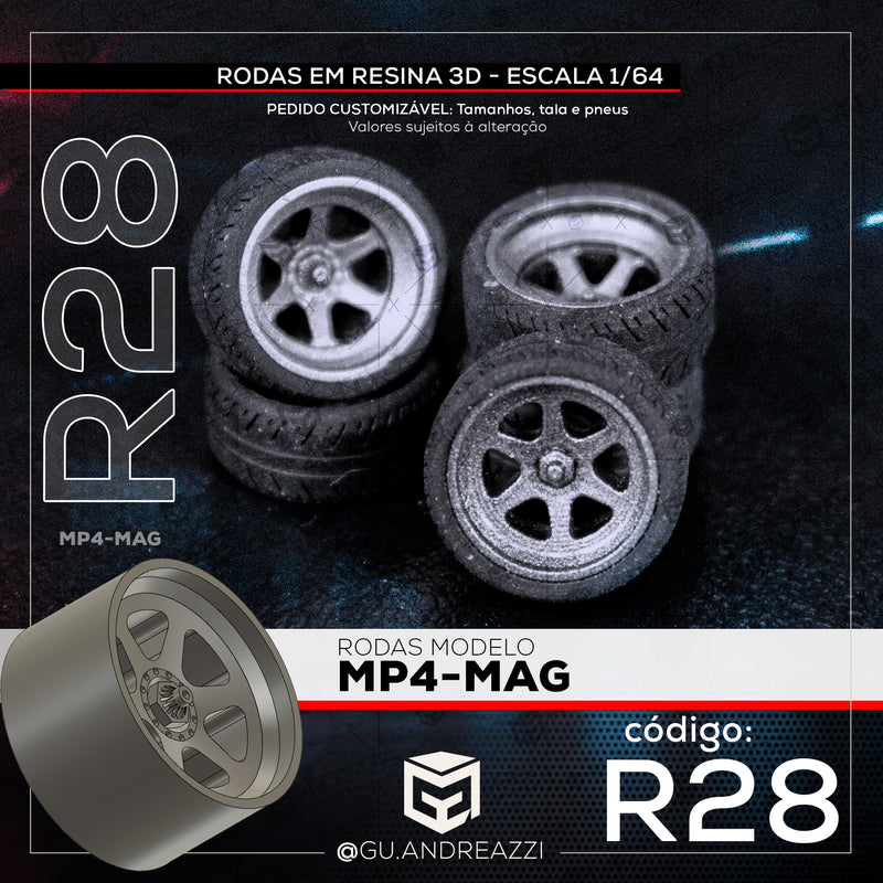 R28 - MP4-MAG - Rodas 3D  para 1/64