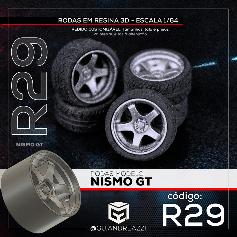 R29 - Nismo GT - Rodas 3D  para 1/64