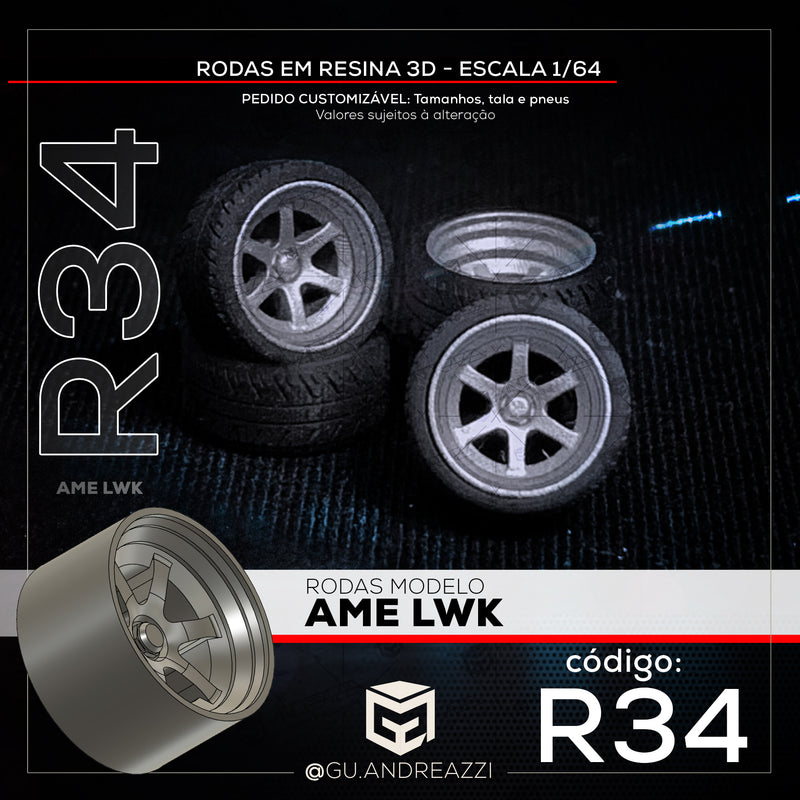 R34 - AME LWK - Rodas 3D para 1/64