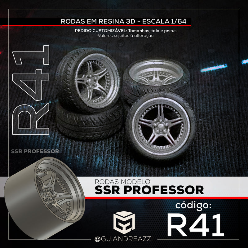 R41 - Professor - Rodas 3D para 1/64