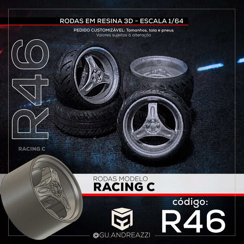 R46 - Racing C - Rodas 3D para 1/64