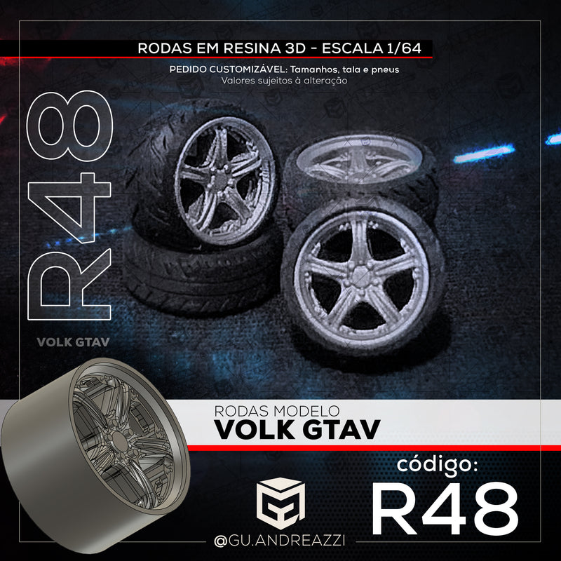 R48 - Volk GTAV - Rodas 3D para 1/64