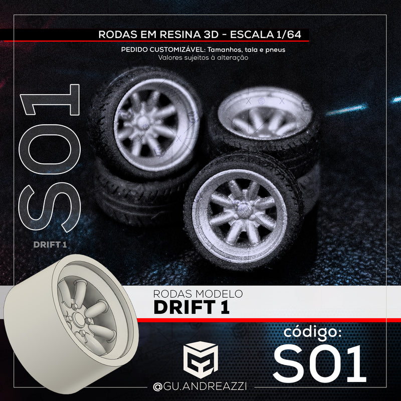 S01 - Drift 1 - Rodas 3D  para 1/64