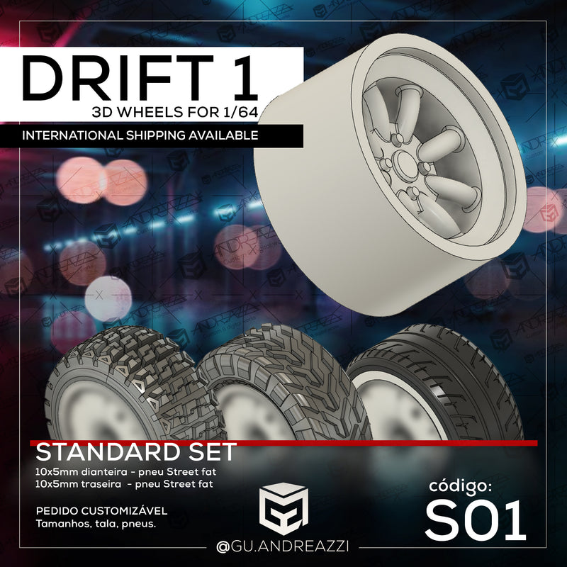 S01 - Drift 1 - Rodas 3D  para 1/64