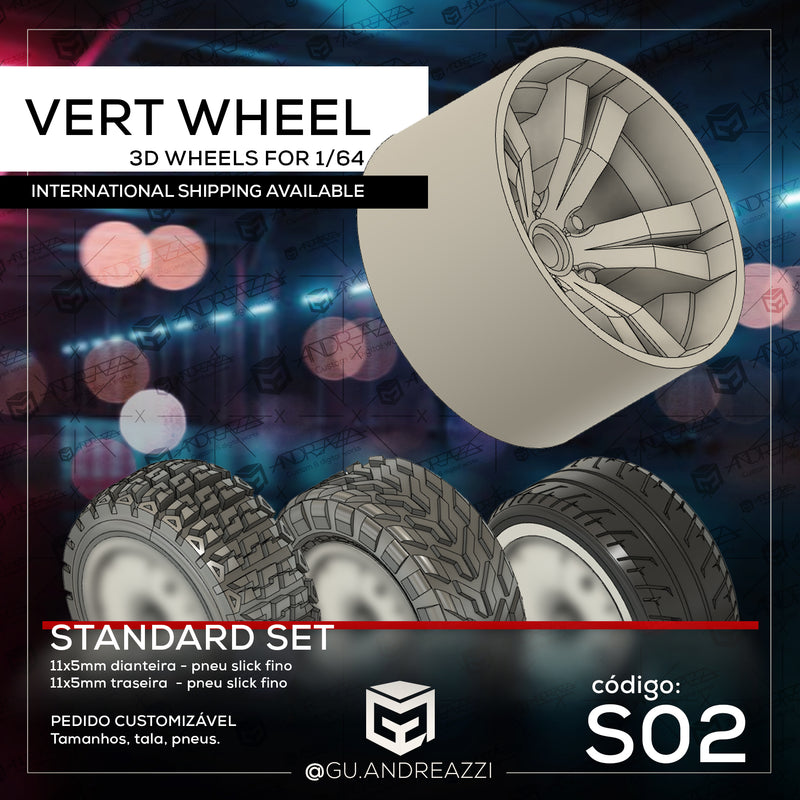 S02 - Vert Wheel - Rodas 3D  para 1/64