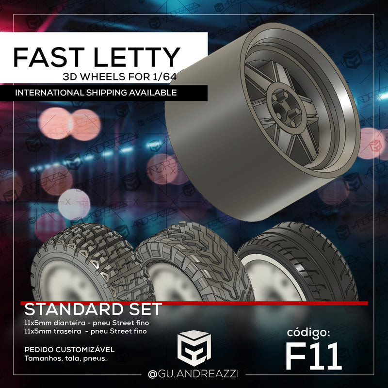 F11 - Fast Letty - Rodas 3D para 1/64 - Andreazzi Custom Works