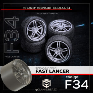 F34 - Fast Lancer - Rodas 3D para 1/64