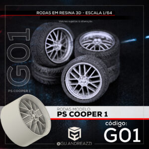 G01 - PS Cooper 1 - Rodas 3D para 1/64