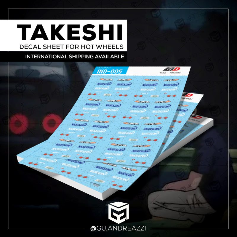 IND005 - Skyline R32 Initial D Takeshi - Decal 1/64 - Andreazzi Custom ...