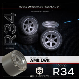 R34 - AME LWK - Rodas 3D para 1/64