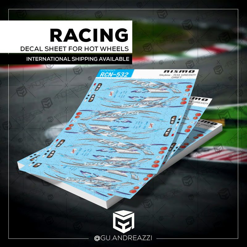 RCN532 - Nissan Skyline R34 - GReddy - Decal 1/64 - Andreazzi