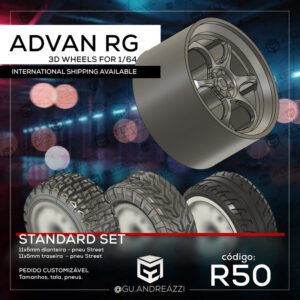 R50 - Advan RG - Rodas 3D para 1/64