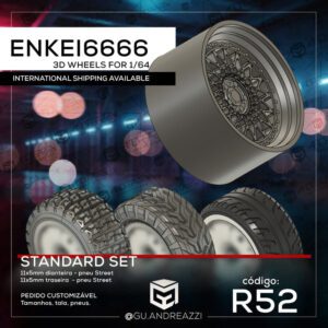R52 - Enkei6666 - Rodas 3D para 1/64
