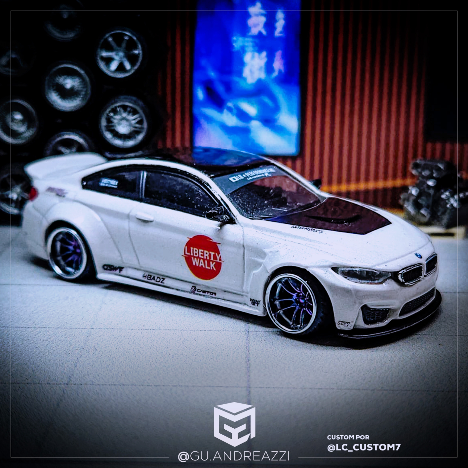 OTR044 - BMW M4 LBWK Brasil Mini GT - Decal 1/64 - Andreazzi Custom Works