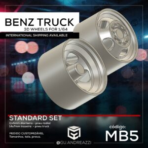 MB5 - Benz Truck - Rodas 3D  para 1/64