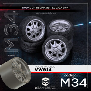 M34 - VW 914 - Rodas 3D  para 1/64