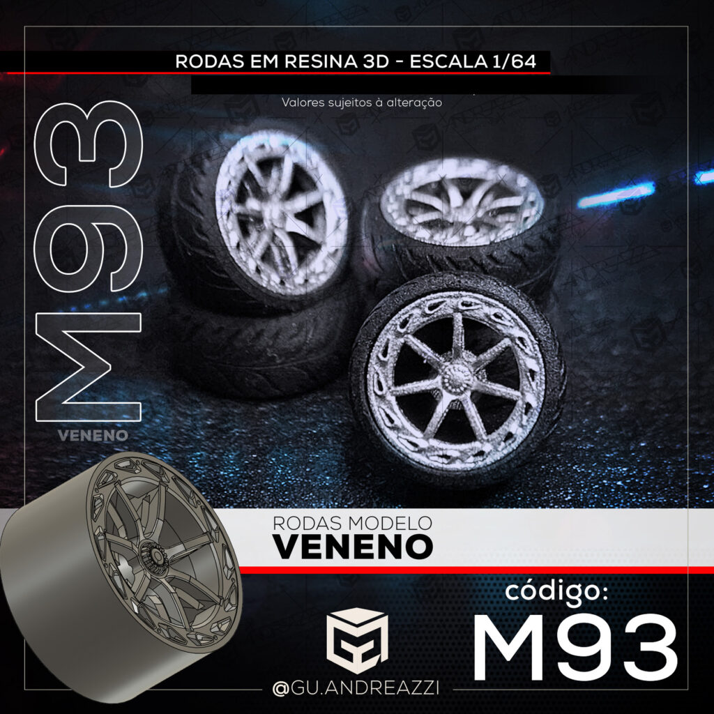 M93 - Veneno - Rodas 3D para 1/64 - Andreazzi Custom Works